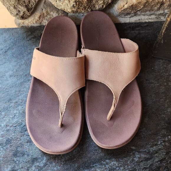 L.L. Bean Tan Suede Flip Flop Thong Sandals Size 10 - Picture 1 of 15